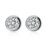 Crystal Zircon Stone Earrings 925 Sterling Silver Studs