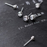 Crystal Zircon Stone Earrings 925 Sterling Silver Studs