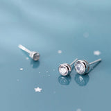 Crystal Zircon Stone Earrings 925 Sterling Silver Studs