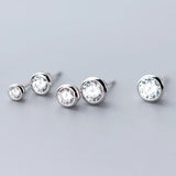 Crystal Zircon Stone Earrings 925 Sterling Silver Studs
