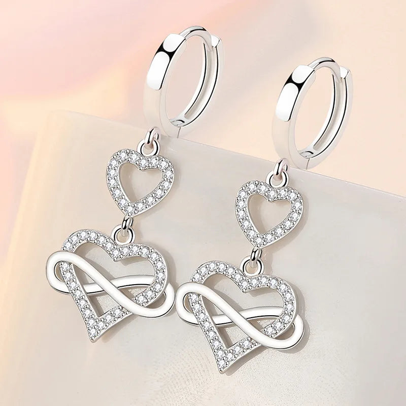 925 Silver Bowknot Zircon Earrings for Women