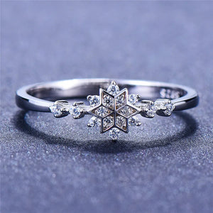925 Silver Snowflake Zirconia Ring for Women