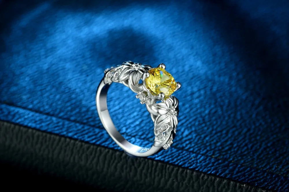 Crystal Vintage Wedding Jewelry Plata Rings For Women