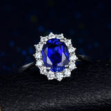 Natural Sapphire Stone Ring Solid 925 Sterling Silver Wedding Ring for Women