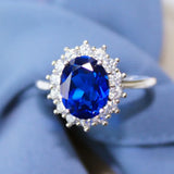 Natural Sapphire Stone Ring Solid 925 Sterling Silver Wedding Ring for Women