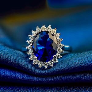Natural Sapphire Stone Ring Solid 925 Sterling Silver Wedding Ring for Women
