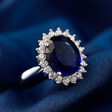 Natural Sapphire Stone Ring Solid 925 Sterling Silver Wedding Ring for Women