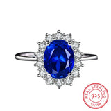 Natural Sapphire Stone Ring Solid 925 Sterling Silver Wedding Ring for Women