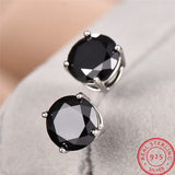 Emerald Green Stone Earrings 925 Silver Studs 8mm Round