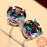 Emerald Green Stone Earrings 925 Silver Studs 8mm Round