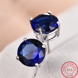 Emerald Green Stone Earrings 925 Silver Studs 8mm Round