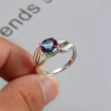 Vintage Silver Hollow Opal Wedding Ring