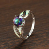 Vintage Silver Hollow Opal Wedding Ring