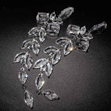 Silver Zircon Leaf Earrings for Wedding