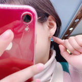 Vintage 925 Silver Sky Water Gemstone Earrings