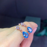 Vintage 925 Silver Sky Water Gemstone Earrings