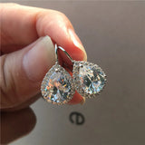Boho Teardrop Clip Earrings Crystal Red Purple