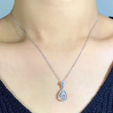 Silver Water Drop Pendant Necklace with Zircon