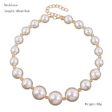 Big Pearl Necklace Metal Ball Beads for Women Party Wedding
