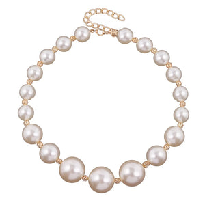 Big Pearl Necklace Metal Ball Beads for Women Party Wedding