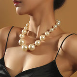 Big Pearl Necklace Metal Ball Beads for Women Party Wedding