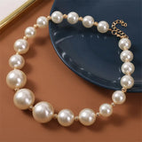Big Pearl Necklace Metal Ball Beads for Women Party Wedding