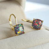 Fire Opal Earrings Silver Crystal Hoop Earrings For Women