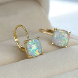 Fire Opal Earrings Silver Crystal Hoop Earrings For Women