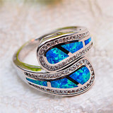 Fire Opal Ring Vintage Silver Wedding Band Promise Love Engagement Rings