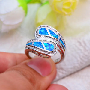 Fire Opal Ring Vintage Silver Wedding Band Promise Love Engagement Rings