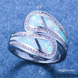 Fire Opal Ring Vintage Silver Wedding Band Promise Love Engagement Rings