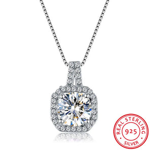 Vintage Crystal Pendant Necklace 925 Sterling Silver Chain
