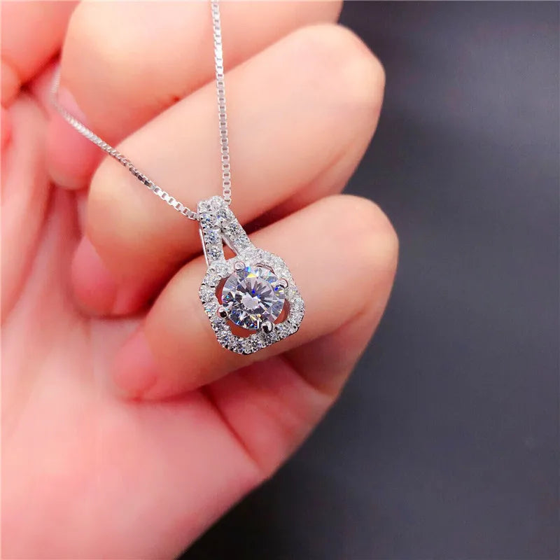 Vintage Crystal Pendant Necklace 925 Sterling Silver Chain