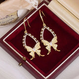 Feminia 14K Real Butterfly Earring for Women Pearl Stud Earrings
