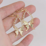 Feminia 14K Real Butterfly Earring for Women Pearl Stud Earrings