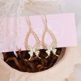 Feminia 14K Real Butterfly Earring for Women Pearl Stud Earrings