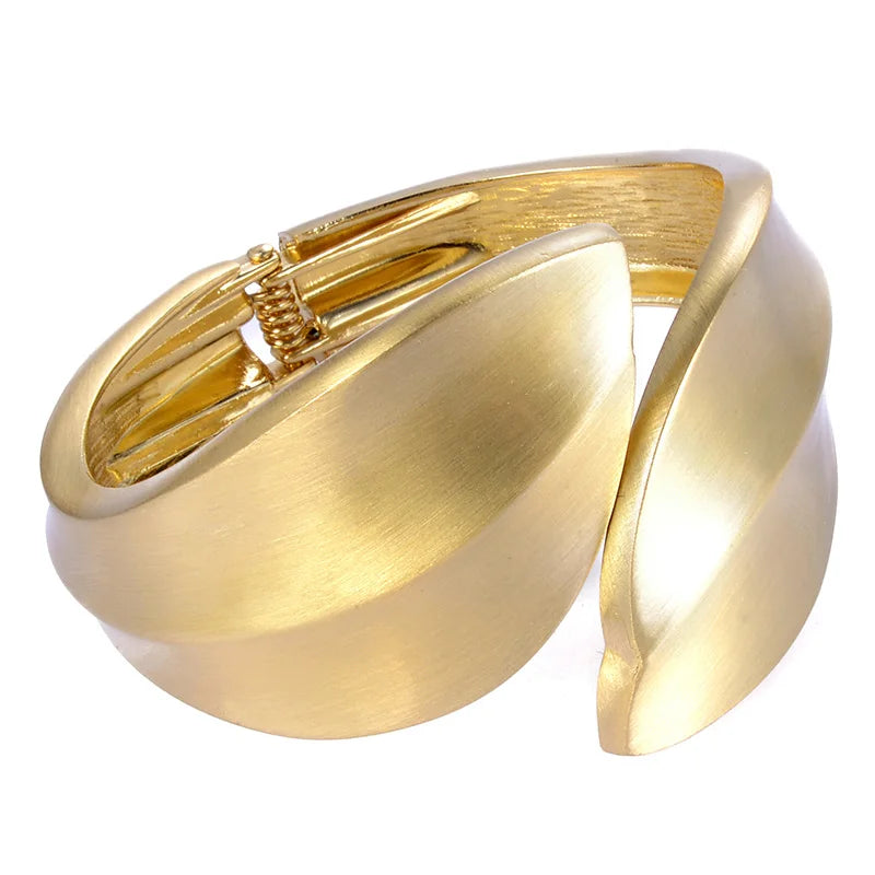 European and American Gold-color Cuff Bangles for Women