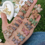 Cute Bear Rainbow CZ Charm Pendant for Jewelry Making