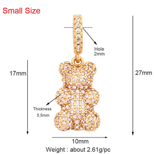 Cute Bear Rainbow CZ Charm Pendant for Jewelry Making