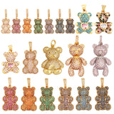 Cute Bear Rainbow CZ Charm Pendant for Jewelry Making