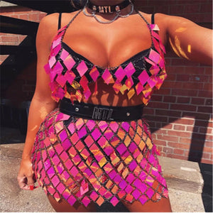 Fish Scales Sequins Body Chain Harness For Women