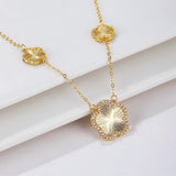 Five-Leaf Flower CZ Zircon Natural Stone Shell Set