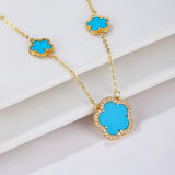 Five-Leaf Flower CZ Zircon Natural Stone Shell Set