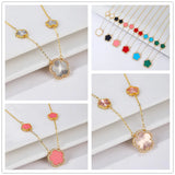 Five-Leaf Flower CZ Zircon Natural Stone Shell Set