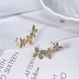 Zirconia Butterfly Ear Cuff Earrings CZ Bridal Jewelry