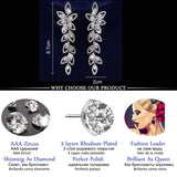 Flower Leaf Zirconia Women Statement Long Drop Earring Wedding Party Bridal