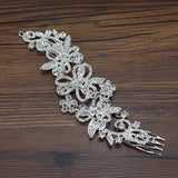 Flower Silver Crystal Rhinestone Wedding Hair Comb Pearl Bridal Head Piece