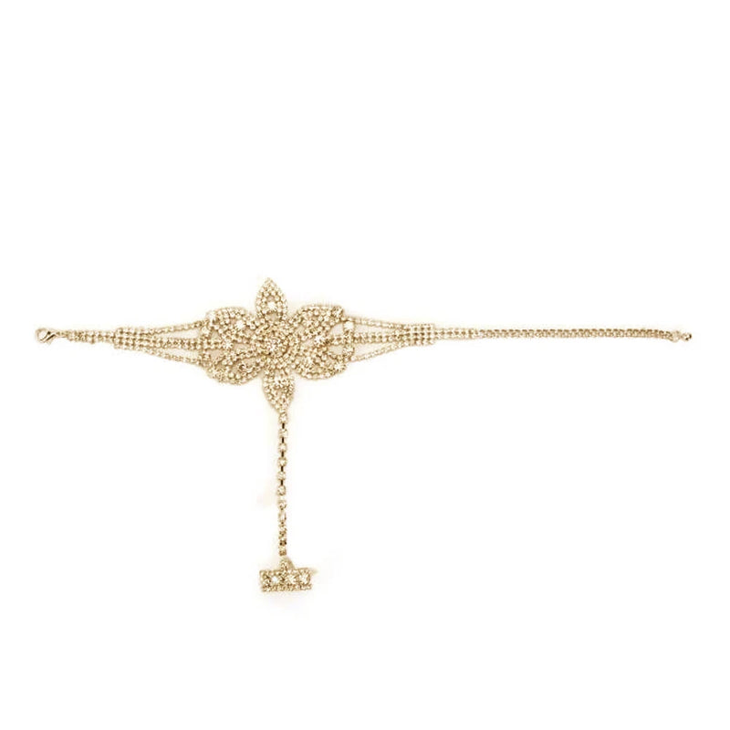 Flowers Wedding Charm Bracelet Hand Chain with Rhinestones
