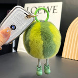 Mink Fur Watermelon Keychain Pompom Bag Car Key Chain Year Gift