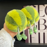 Mink Fur Watermelon Keychain Pompom Bag Car Key Chain Year Gift